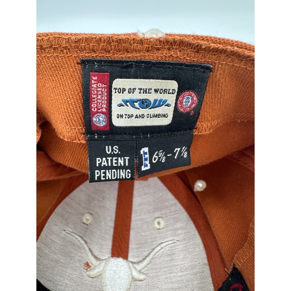 Texas Longhorns Burnt Top of the World  Orange Embroidered Baseball Cap Hat OSFM - Picture 7 of 9